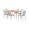 Outdoor Dining Set with Metal Chairs and Wooden Table