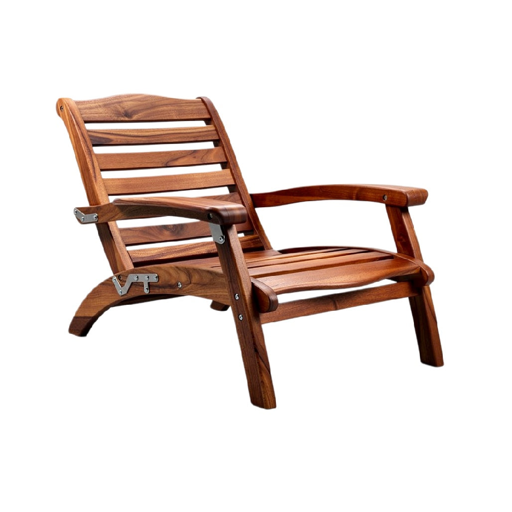 "Modern Wooden Lounger Chair with Slatted Design"