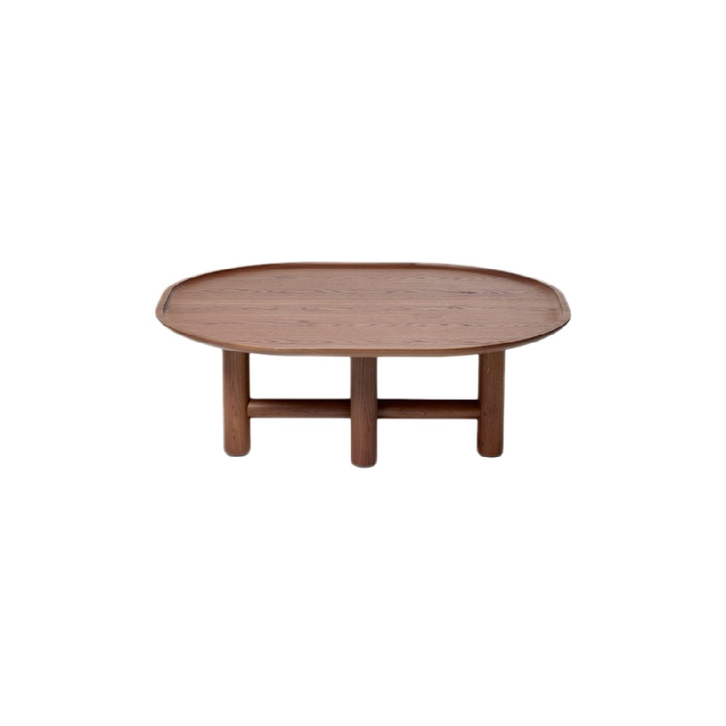 Elegant Wooden Oval Coffee Table with Rounded Edges
