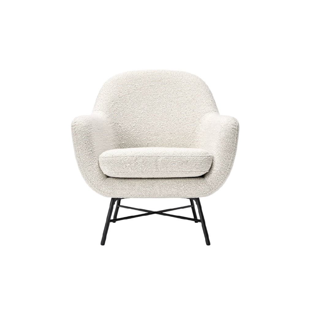 Contemporary Cream Upholstered Armchair with Black Legs