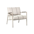 Modern Striped Accent Chair with Wooden Arms