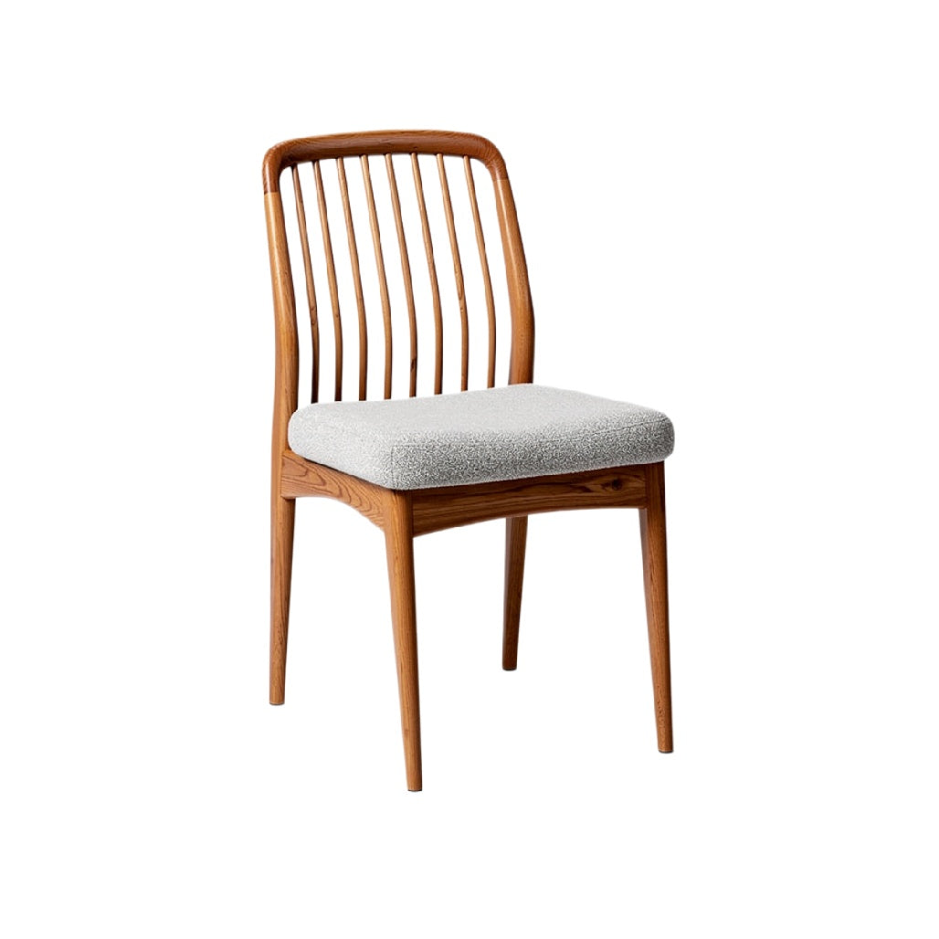"Modern Wooden Chair with Textured Upholstered Seat"