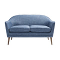 Modern Blue Upholstered Loveseat with Wooden Legs