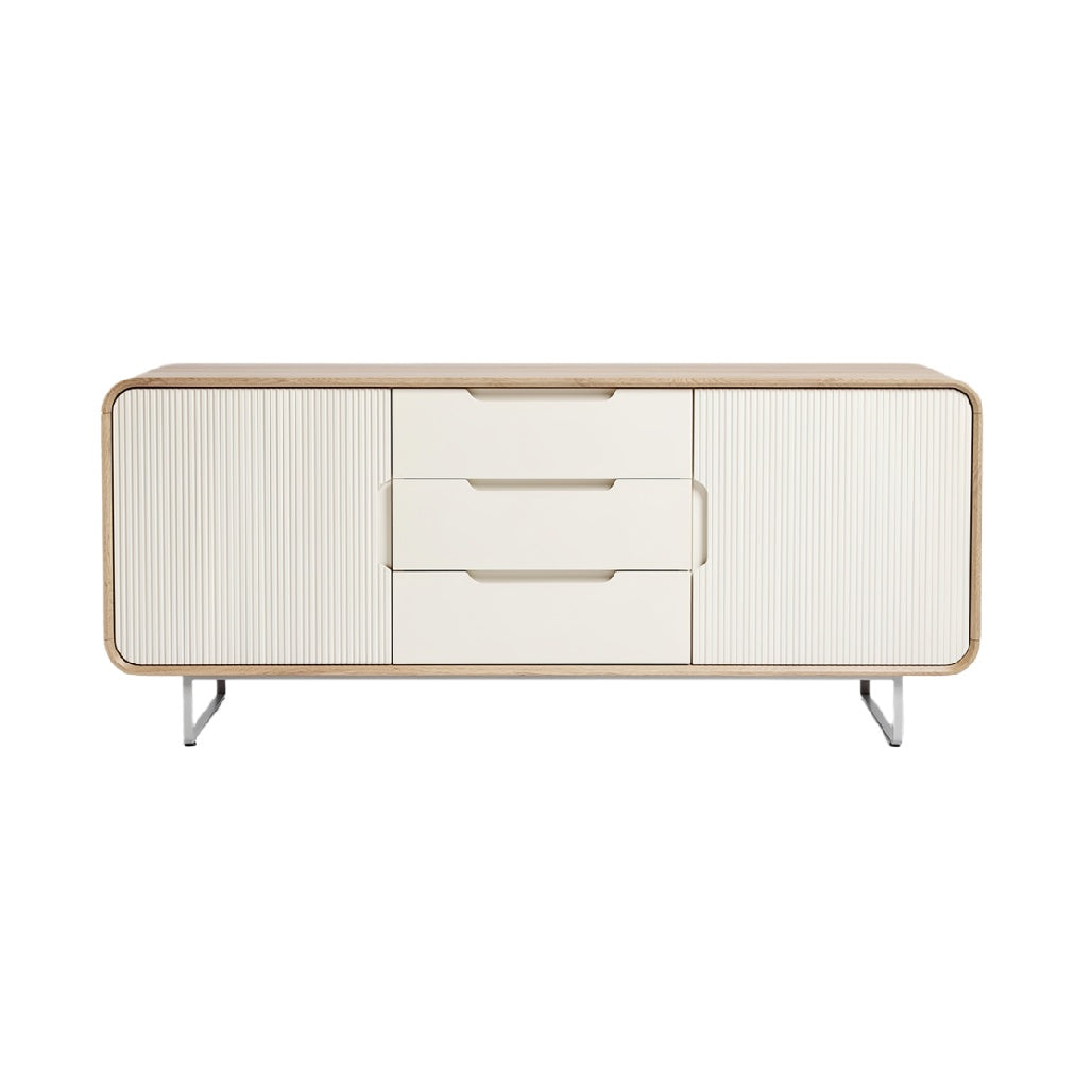 "Sleek Modern Sideboard with Textured Design"