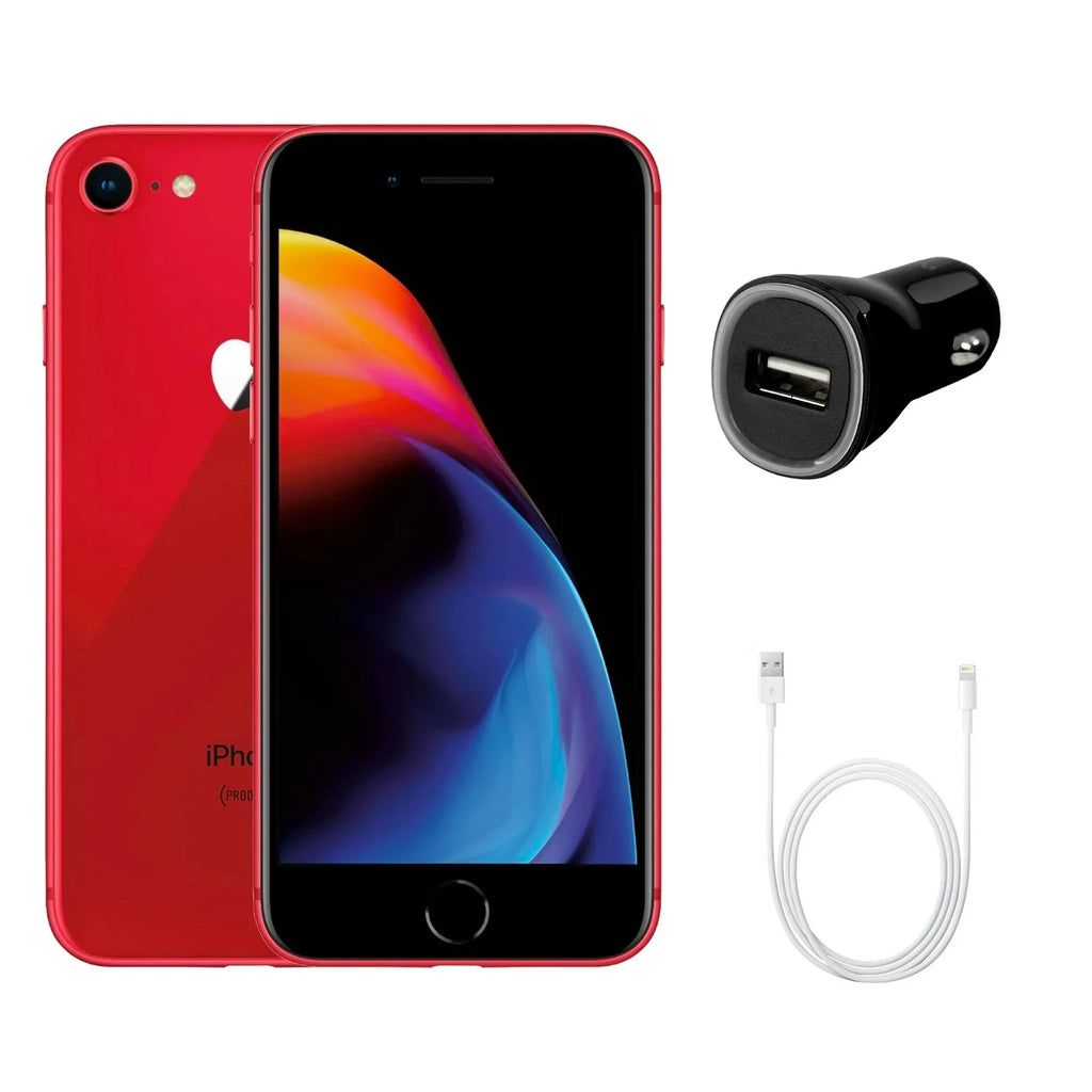 Restored iPhone 8 A1863 (Fully Unlocked) 64GB Red (Grade A) w/ Fast Car Charger (Refurbished)