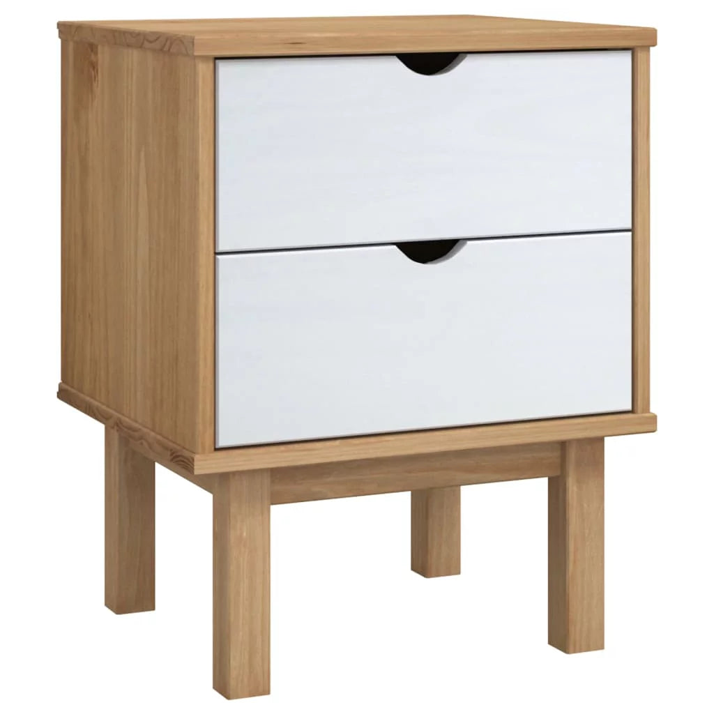 Htovila Bedside Cabinet OTTA Brown&White 18.1"x15.6"x22.4" Solid Wood Pine