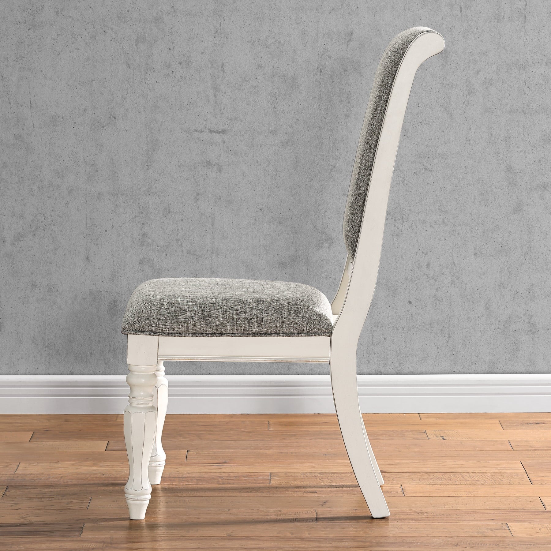 Roundhill Furniture Belleza French Country 5-Piece Dining Set in Antique White and Weathered Oak Finish