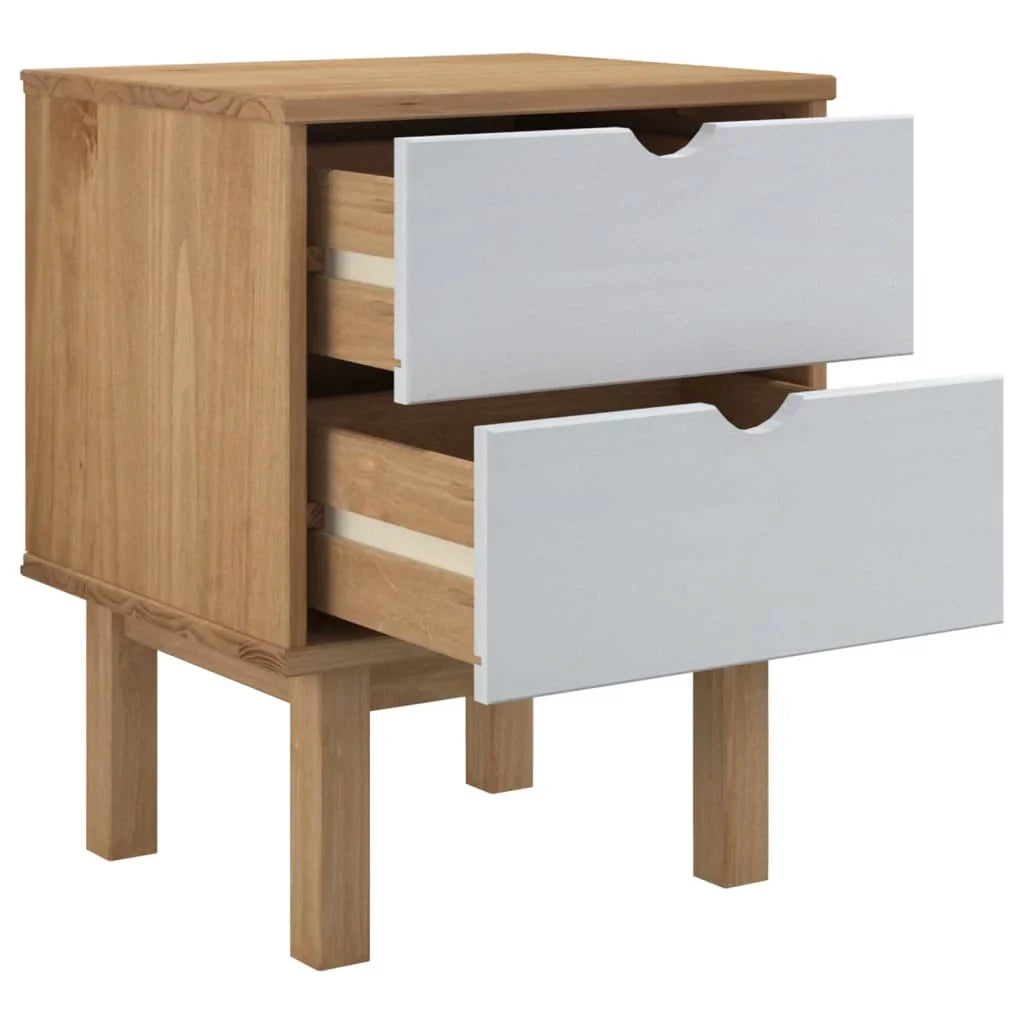 Htovila Bedside Cabinet OTTA Brown&White 18.1"x15.6"x22.4" Solid Wood Pine