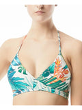 VINCE CAMUTO People Green Tropical Print Wrap Removable Cups Adjustable Tie Surplice Swimsuit Top XS