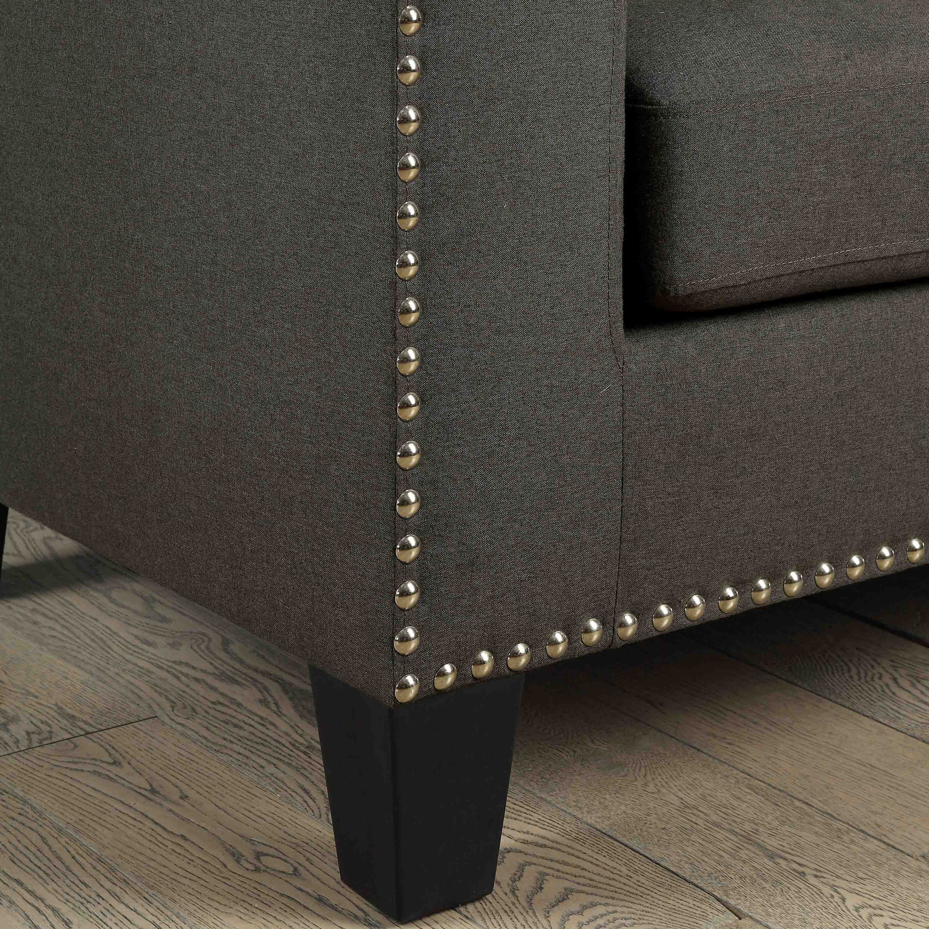 Furniture of America Contemporary Faux Linen Redford Sofa, Gray
