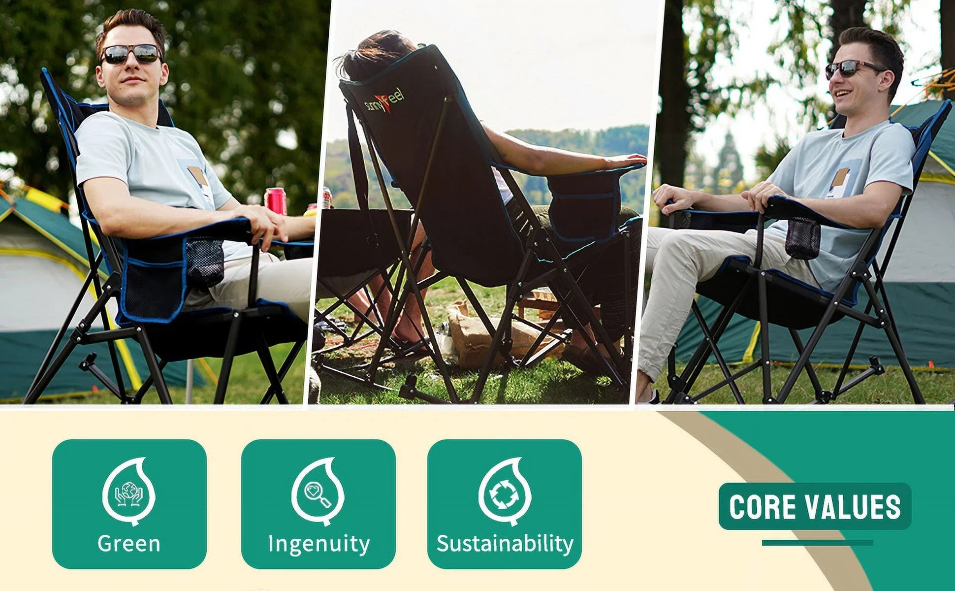 Oversized Camping Chair with Side Pockets - 1 - 17.2 - Enjoy comfort and durability on your outdoor adventures!