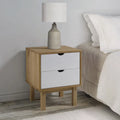 Htovila Bedside Cabinet OTTA Brown&White 18.1"x15.6"x22.4" Solid Wood Pine