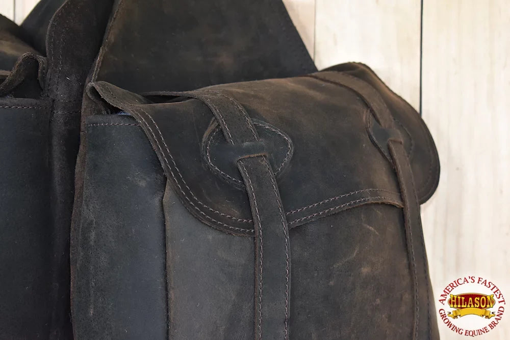 98HS Leather Horse Saddle BagÂ Leather Chap For Trail Hilason