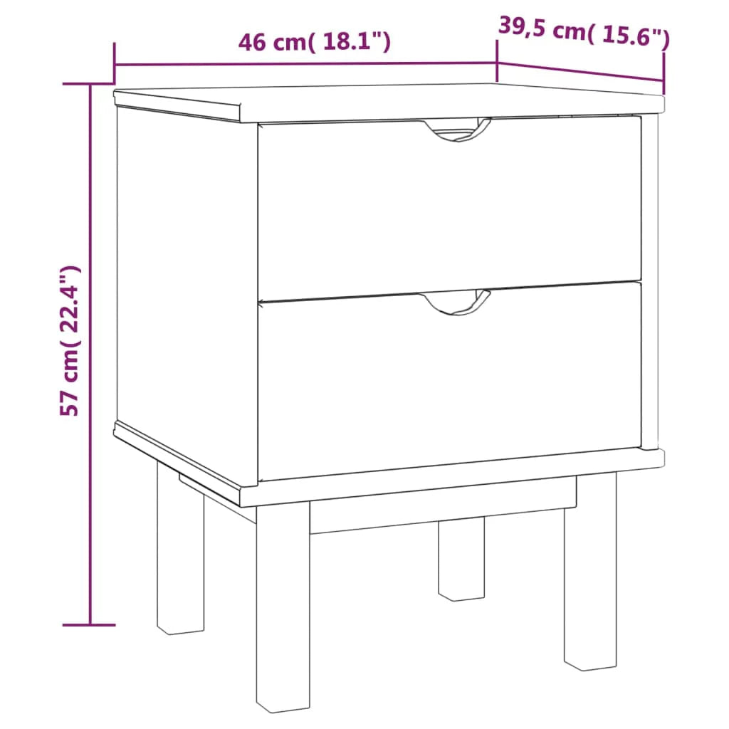 Htovila Bedside Cabinet OTTA Brown&White 18.1"x15.6"x22.4" Solid Wood Pine