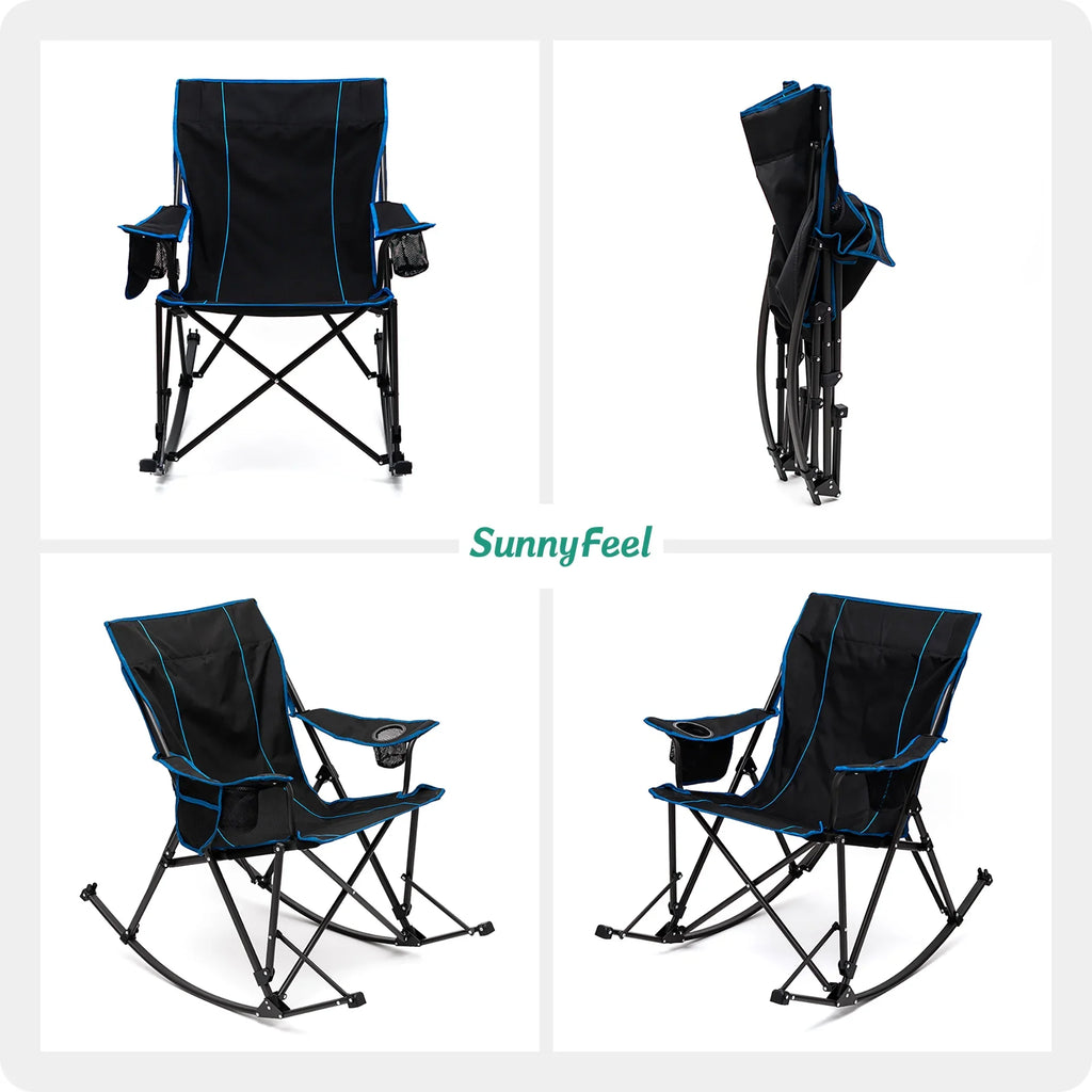 Oversized Camping Chair with Side Pockets - 1 - 17.2 - Enjoy comfort and durability on your outdoor adventures!