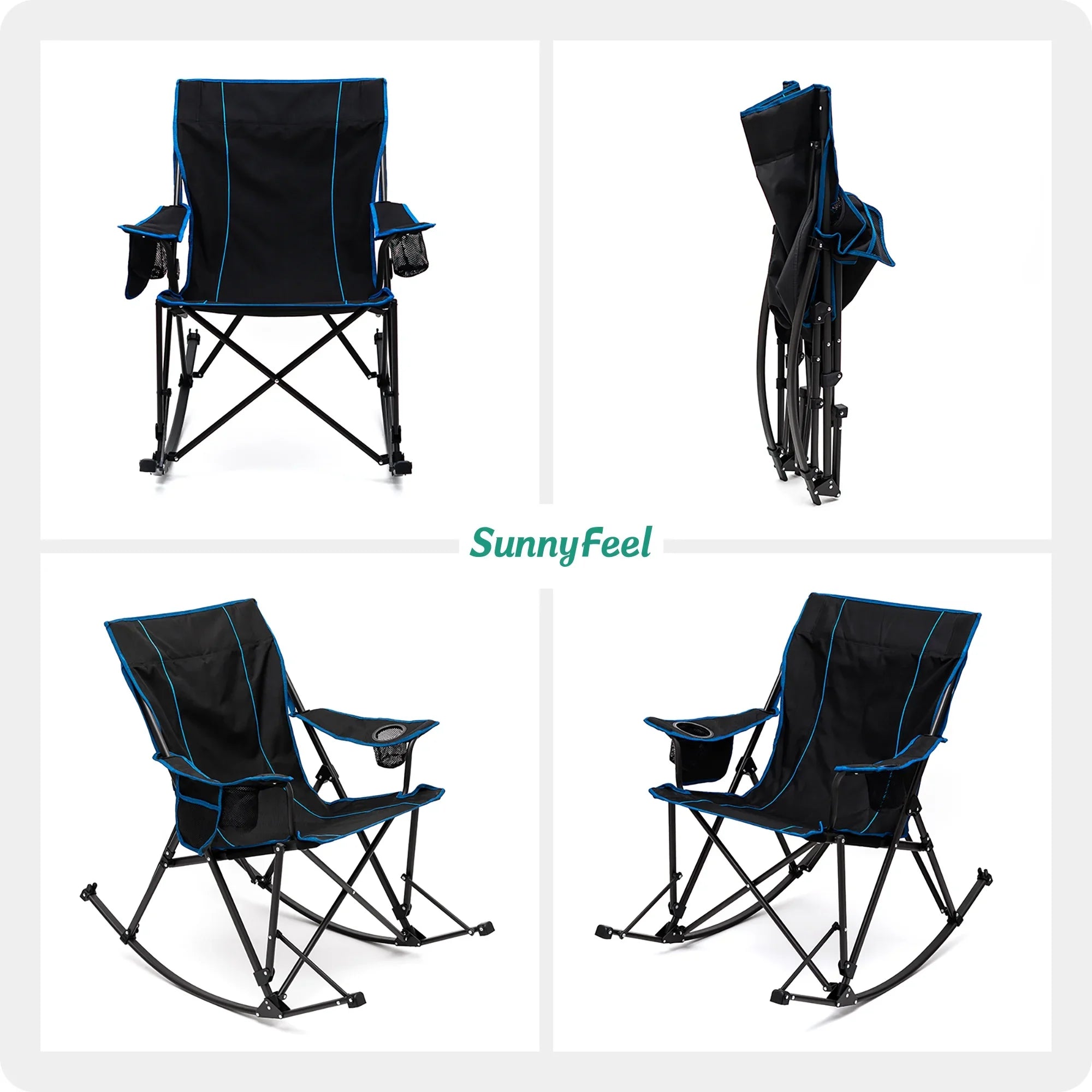 Oversized Camping Chair with Side Pockets - 1 - 17.2 - Enjoy comfort and durability on your outdoor adventures!