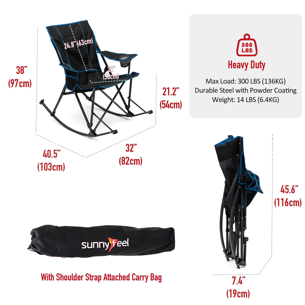 Oversized Camping Chair with Side Pockets - 1 - 17.2 - Enjoy comfort and durability on your outdoor adventures!