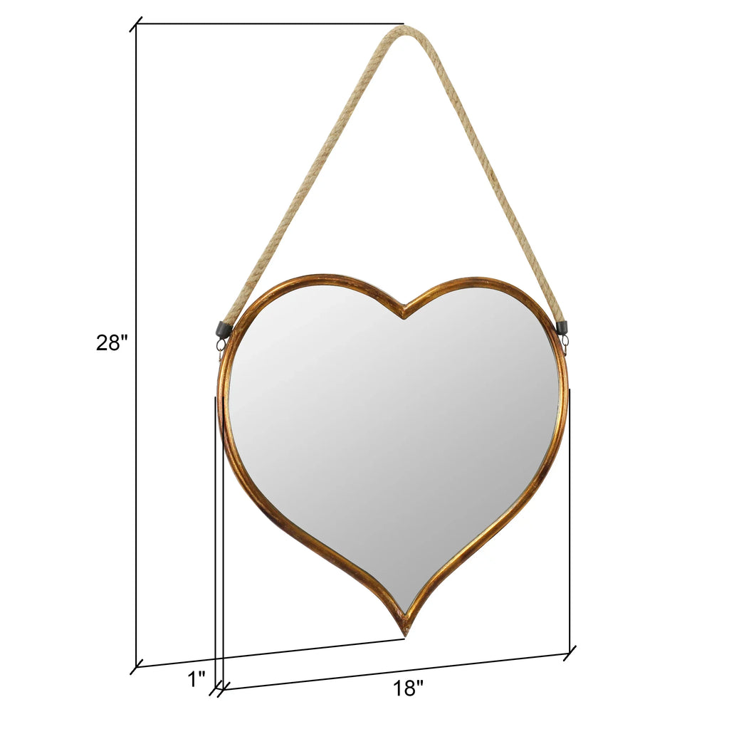 Kiera Heart Wall Mirror Gold 28" x 18" by Aspire