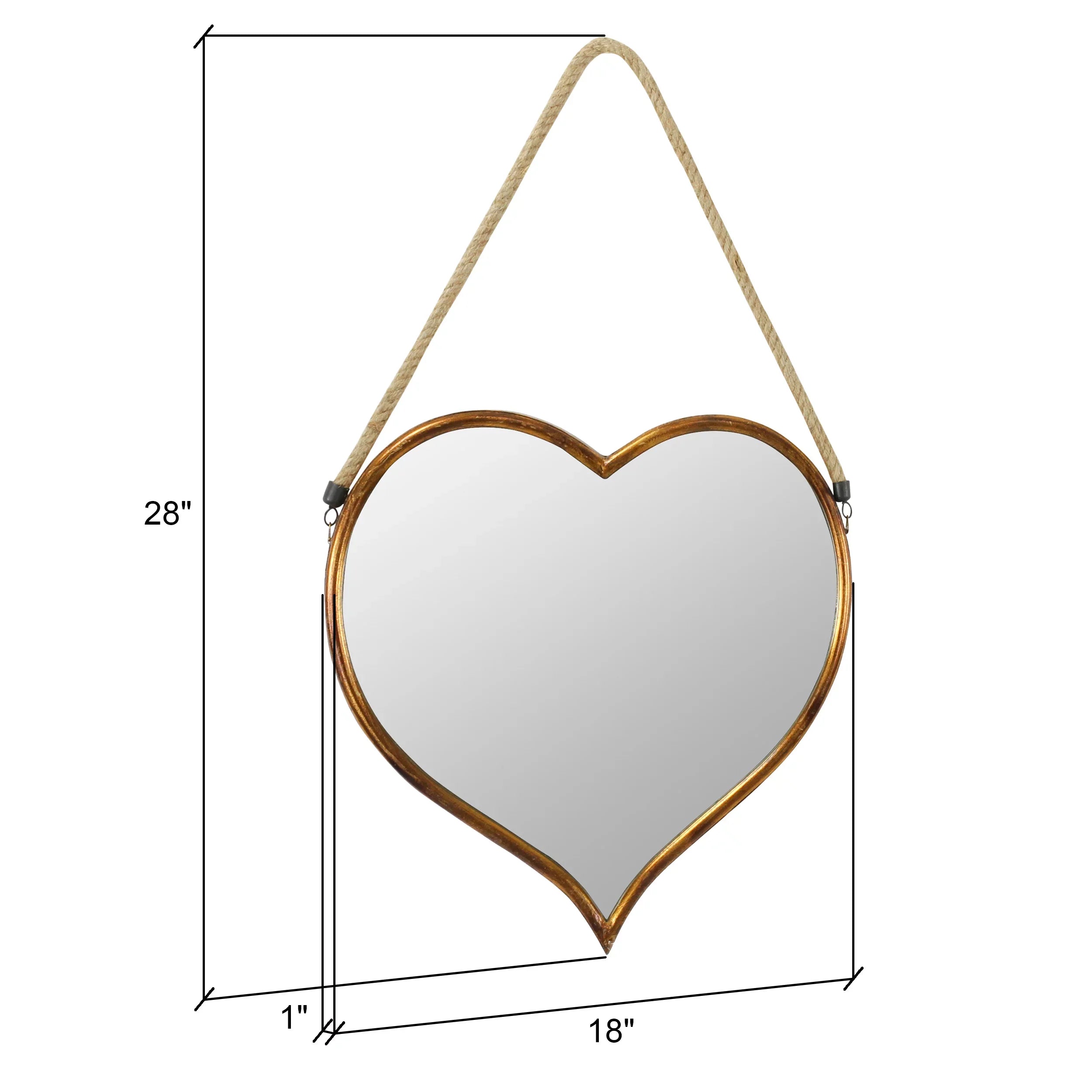 Kiera Heart Wall Mirror Gold 28" x 18" by Aspire