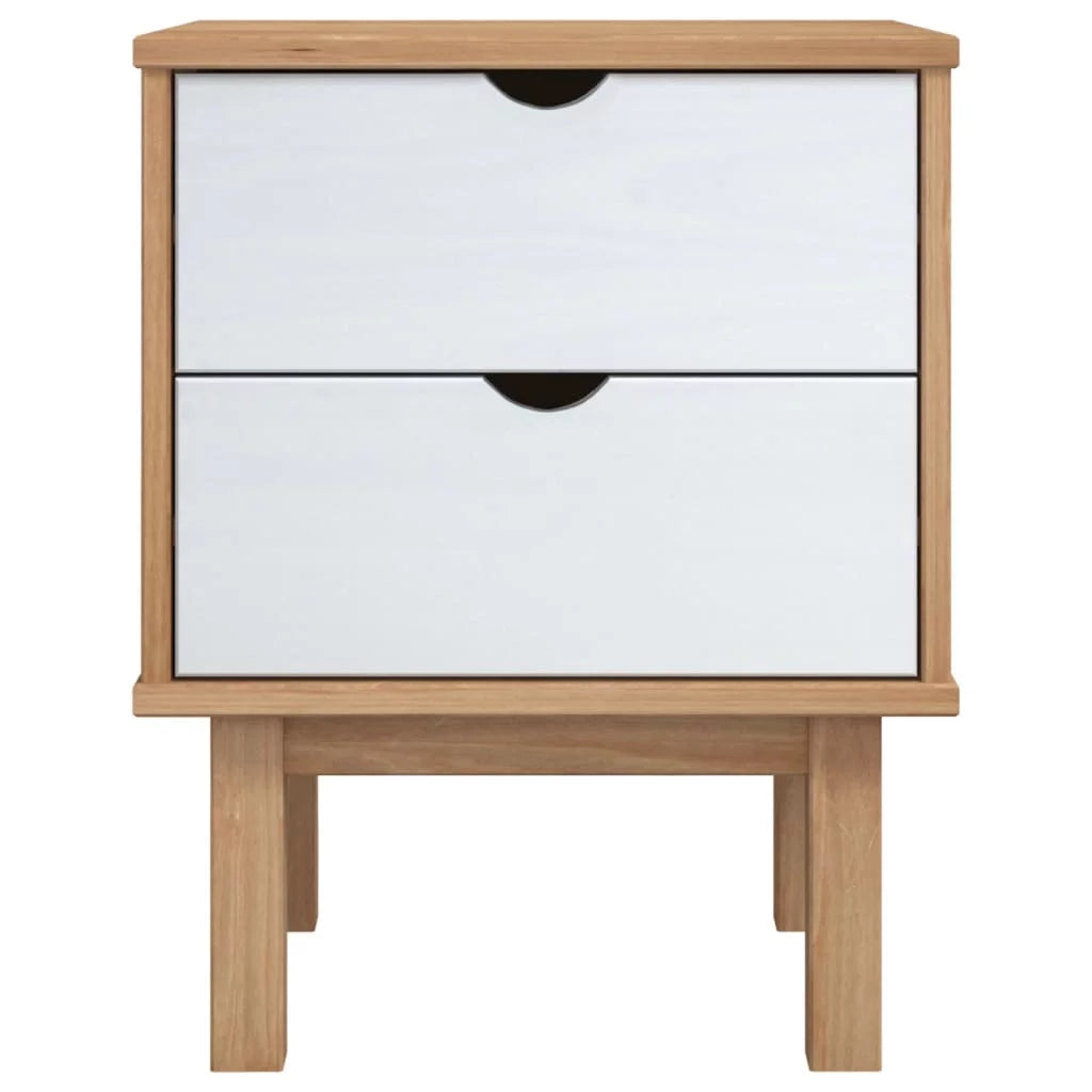 Htovila Bedside Cabinet OTTA Brown&White 18.1"x15.6"x22.4" Solid Wood Pine