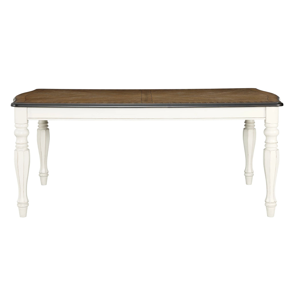 Roundhill Furniture Belleza French Country 5-Piece Dining Set in Antique White and Weathered Oak Finish